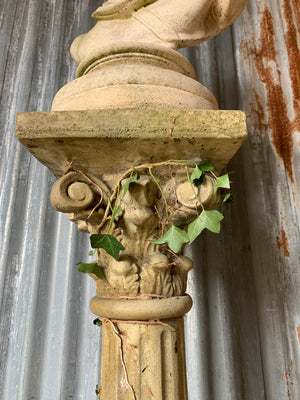 A cast stone bust of Apollo on a column pedestal #2