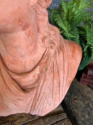 An oversized terracotta bust of Niobe