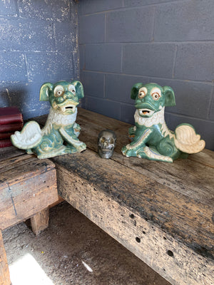 A pair of ceramic Chinese foo dogs