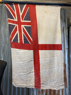 A Coronation flag on pike stand - Union Jack white ensign