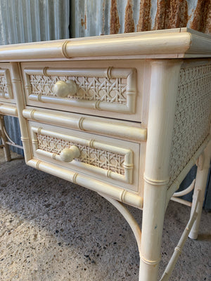A white Chinese Chippendale faux bamboo dressing table