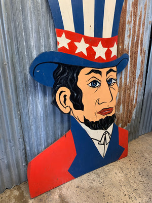 A painted fairground panel of Abraham Lincoln