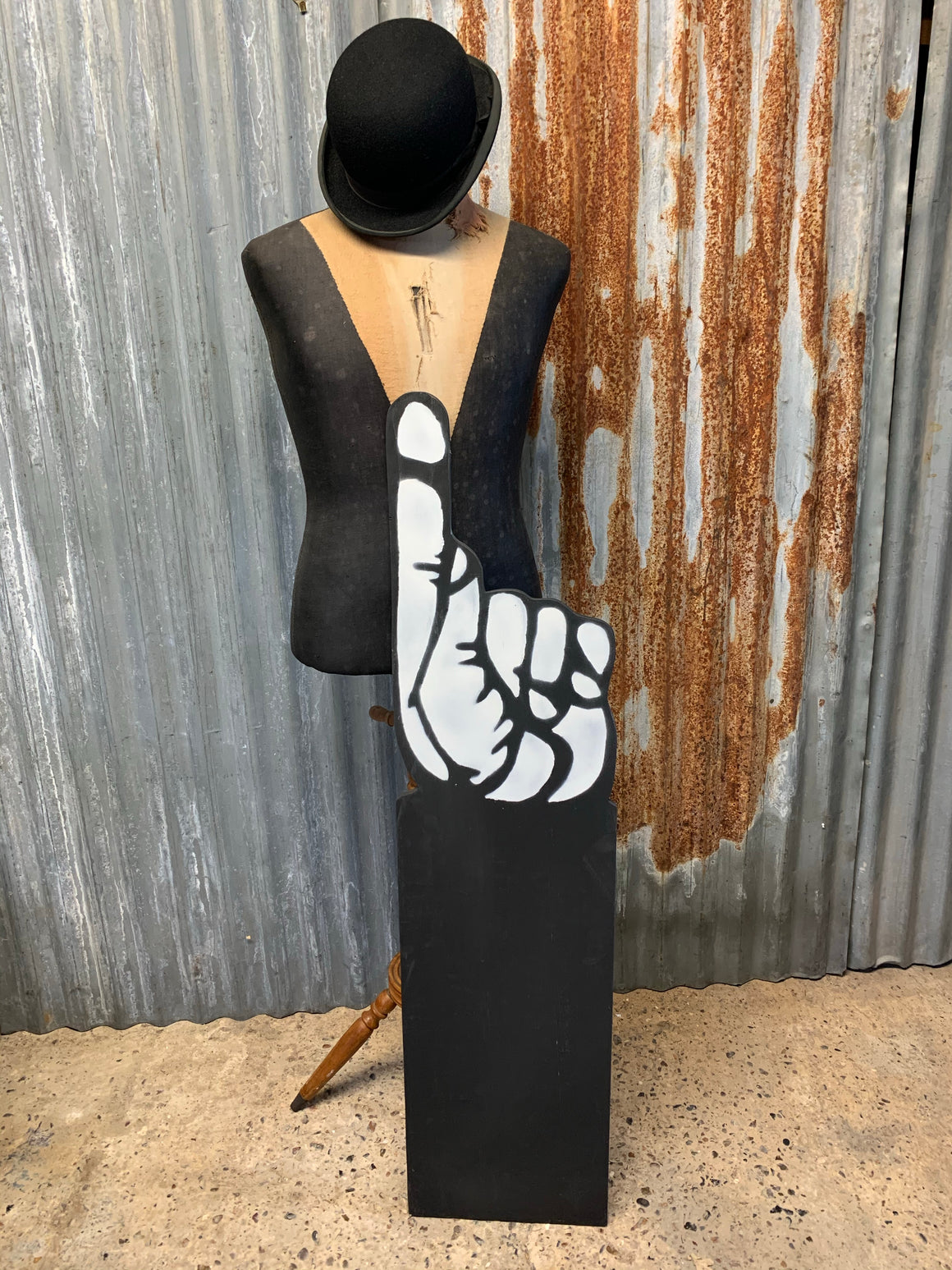 A hand painted wooden fairground pointing arm/hand sign- RIGHT ONLY
