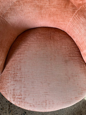 A salmon pink velvet Napoleon III chateau armchair