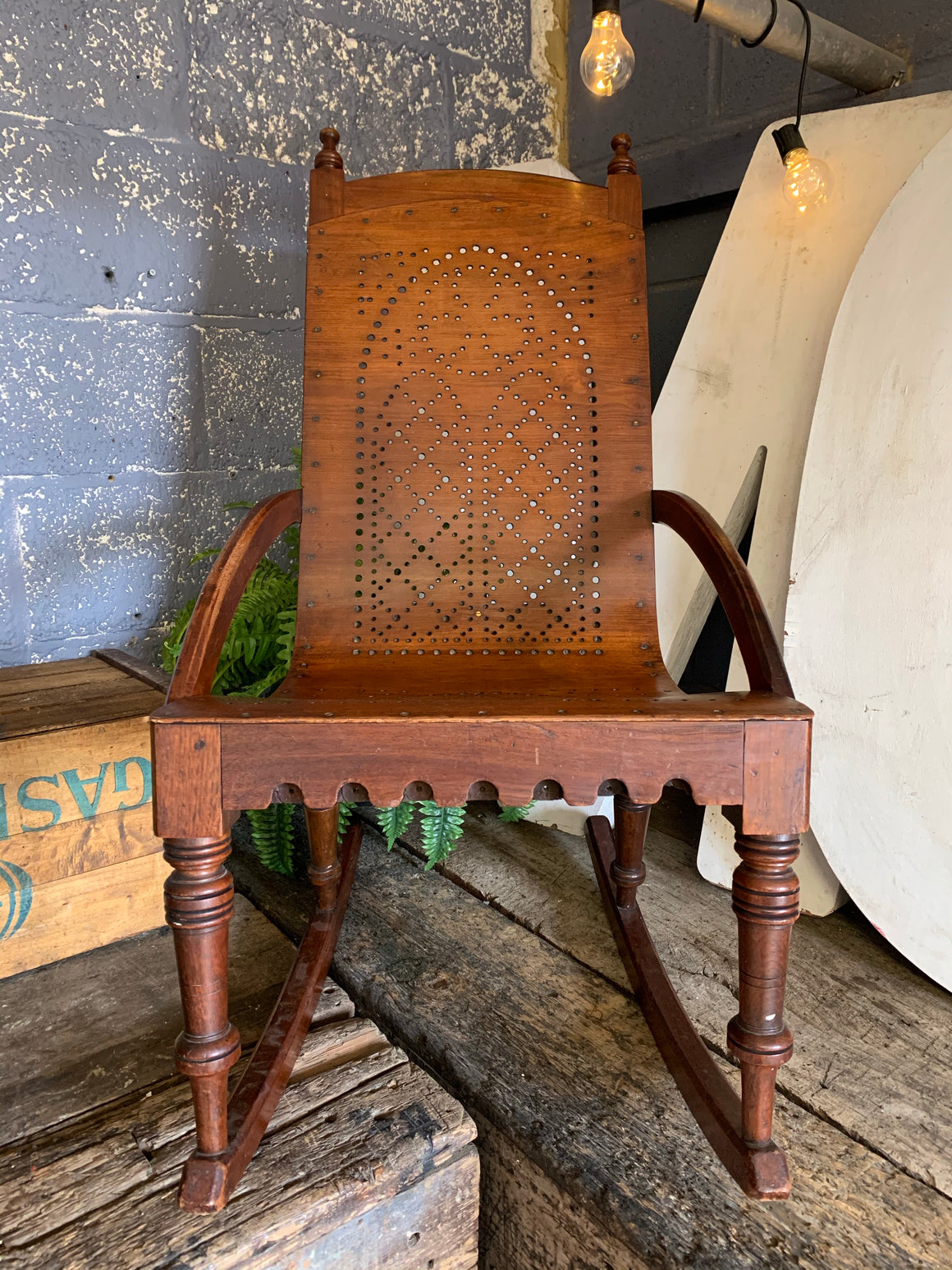 A bentwood rocking chair by Simeon Barker, 1889