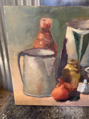 A post-impressionist still life oil on canvas - jug and bowl