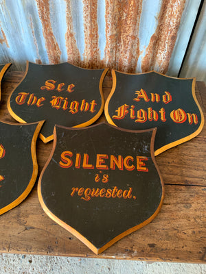 A set of four hand-painted Victorian religious motto signs