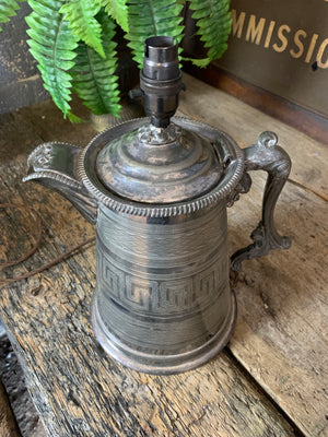 A late 19th Century pitcher table lamp conversion