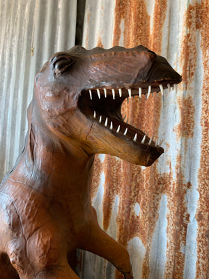 A very large mid century brown leather T Rex (68cm)