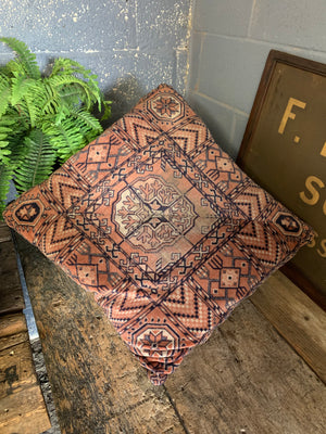 A square pink ground Persian carpet floor cushion - 60cm