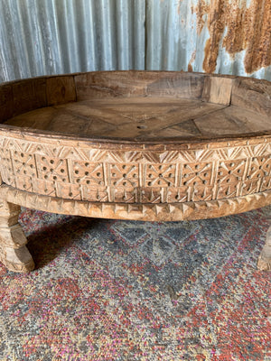 A carved wooden Chakki table ~B