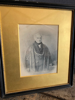 A 19th Century framed and signed pencil portrait of a gentleman