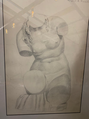 A Margaret Maitland Howard female torso pencil drawing