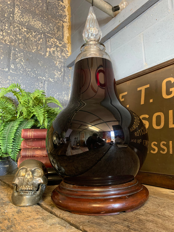 A large glass apothecary carboy on mahogany stand - 71cm - Belle and ...