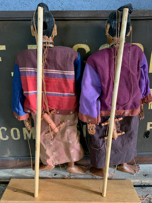 A pair of carved wooden Burmese fertility puppets