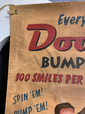 A hand painted canvas fairground dodgems advertising banner