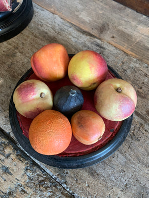 A set of seven hand-painted alabaster fruits