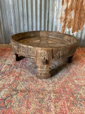 A carved wooden Chakki table ~C