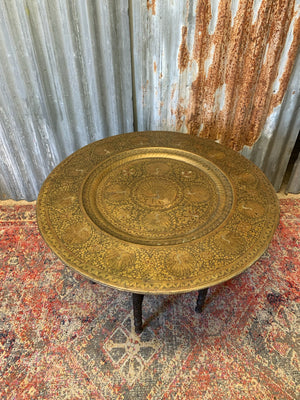 An Anglo-Indian folding tray table with peacock motif