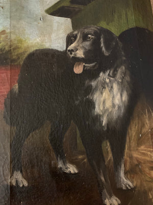 A large 19th century oil on canvas of a dog