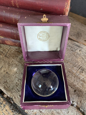 A Victorian Two Worlds Ltd fortune teller's cased crystal ball