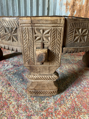 A carved wooden Chakki table ~C