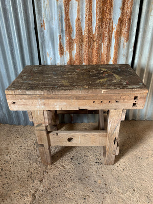 A petite Vintage Industrial wooden workbench 81cm