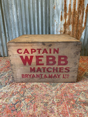 A very large advertising crate for Captain Webb matches by Bryant & May