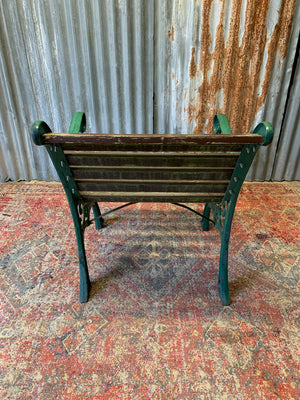 A Victorian-style cast iron bench seat