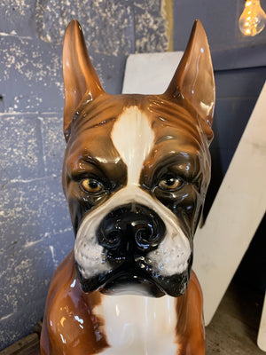 A large ceramic Boxer dog statue made by Ceramiche, Italy