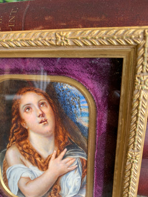 A 19th Century miniature painting of Titian's penitent Mary Magdalene