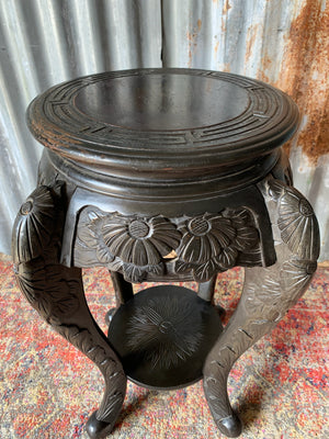 A Chinese black ebonised jardinière pedestal stand