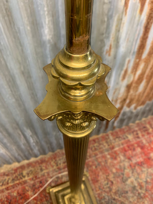 A Victorian telescopic brass floor lamp