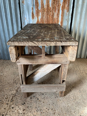 A petite Vintage Industrial wooden workbench 81cm