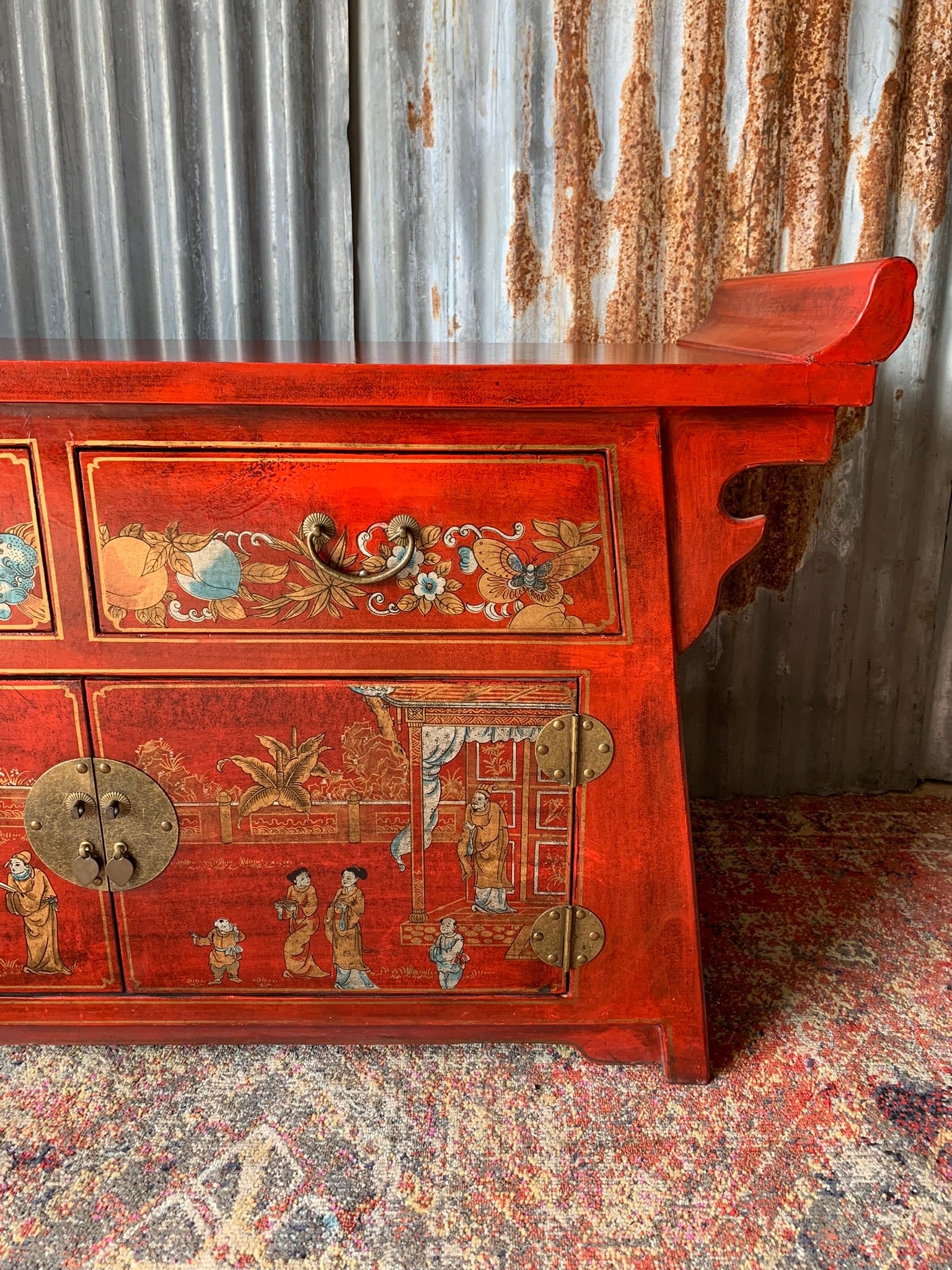 A Red Chinese Altar Cabinet Belle And