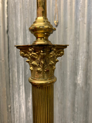 A Victorian telescopic brass floor lamp