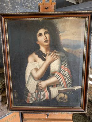 An oil painting after Titian's Penitent Mary Magdalene
