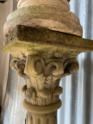 A cast stone bust of Apollo on a column pedestal #1