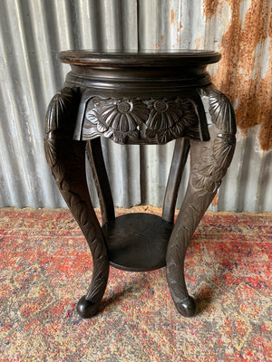 A Chinese black ebonised jardinière pedestal stand