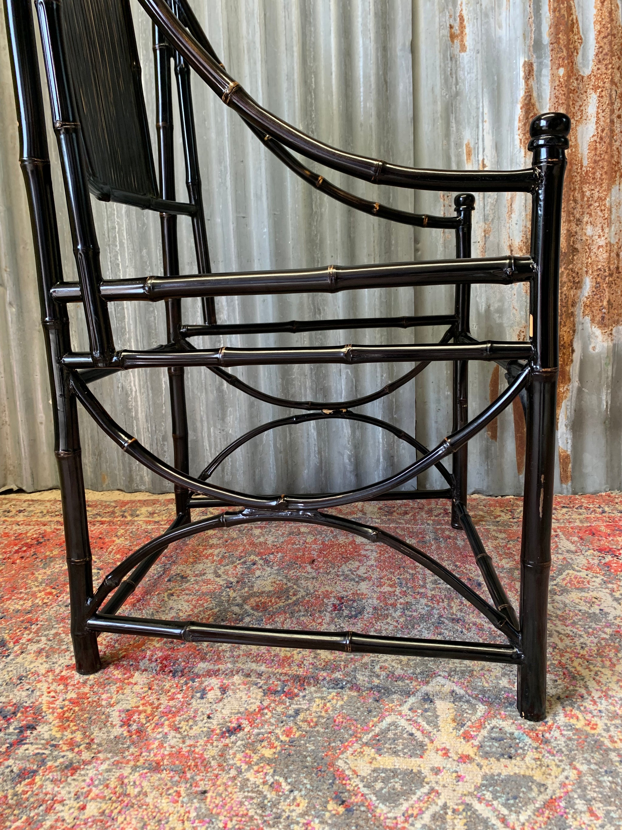 A pair of black lacquered bamboo throne chairs Belle and Beast Emporium