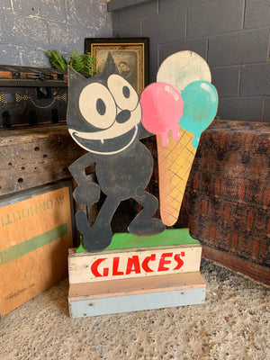 A 1950s French 'Glaces' ice cream trade advertising sign featuring Felix