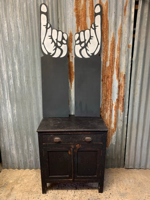A hand painted wooden fairground pointing arm/hand sign- LEFT ONLY