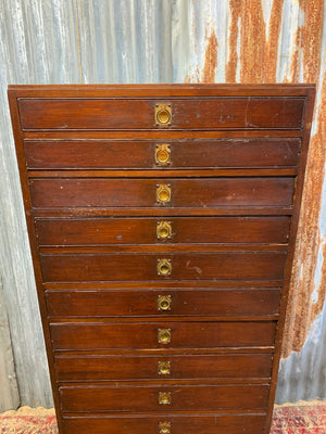 A tall bank of 14 drawers