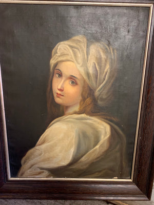 A large 19th century oil on canvas portrait of Beatrice Cenci
