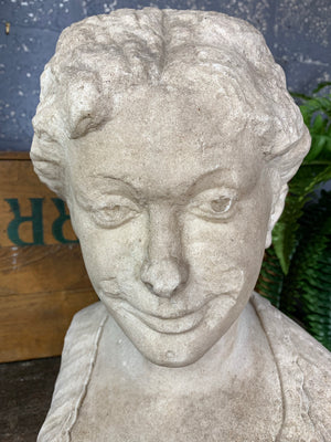 A 19th Century solid marble bust of a girl - signed "A Rodin"